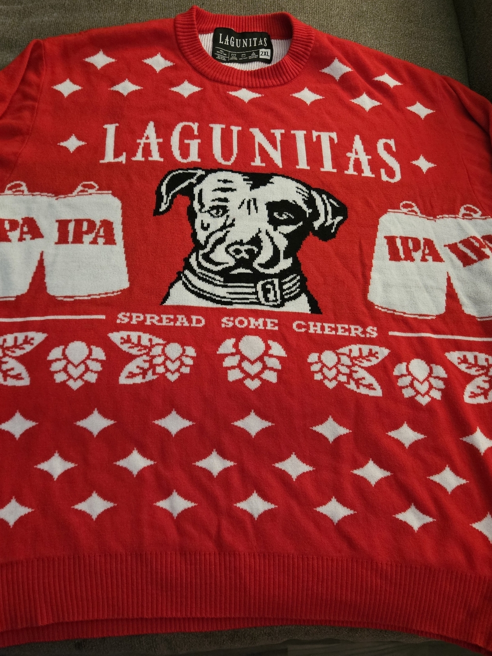 Lagunitas Brewing Co Red Ugly Christmas Sweater Adult XXL Beer IPA Vintage RARE!